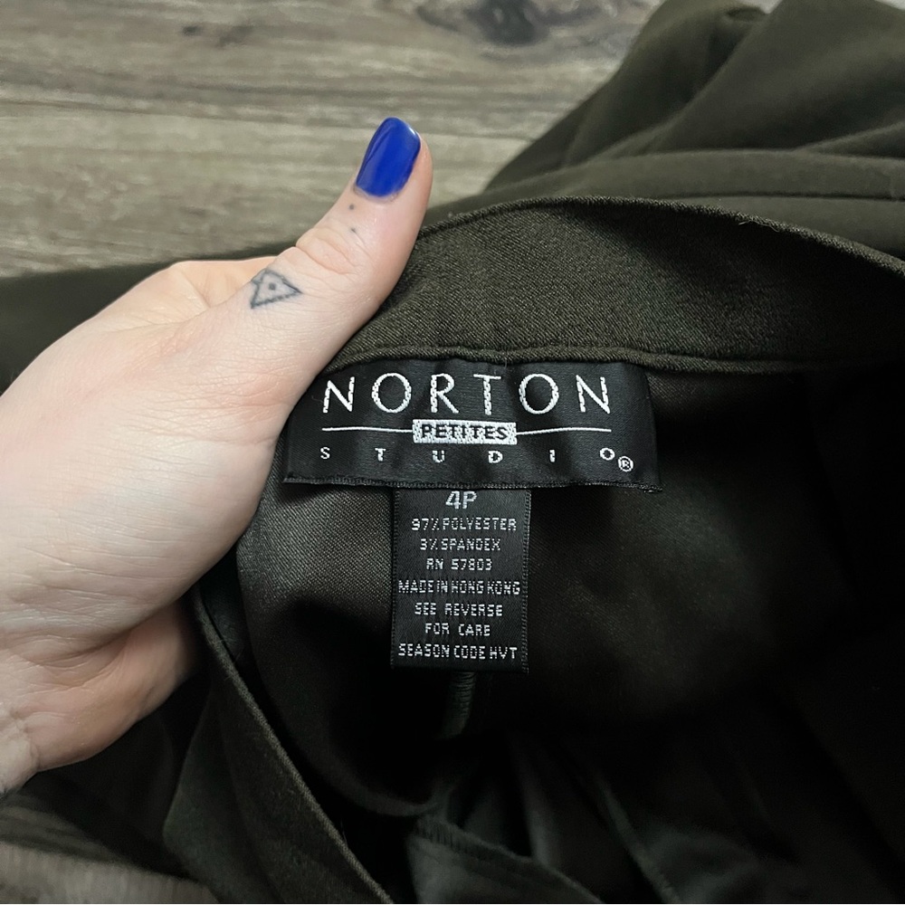 80s/90s Vintage Norton Studio Vintage High Waist Trousers Pants (Olive Green) 4P - Picture 6 of 8